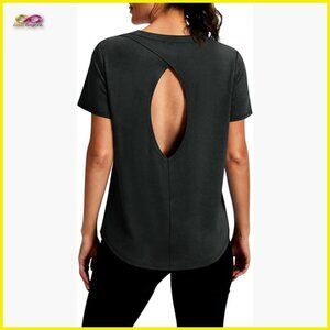 Open-Back Short Sleeve Tee - Black